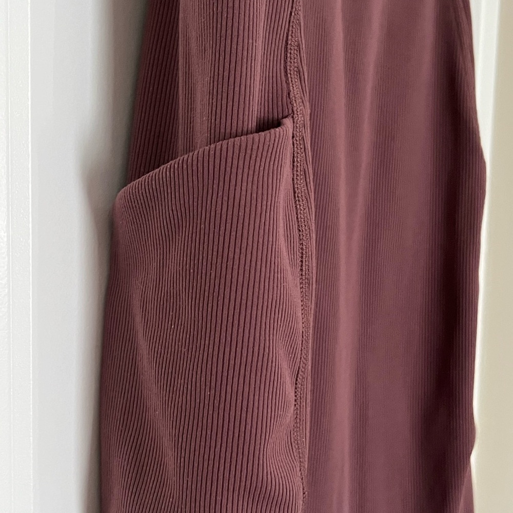 Zella Live In Rib Pocket Dress. Size small. Racerback. Color: plum - Picture 4 of 7